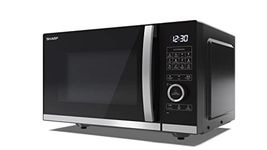 SHARP YC-QG254AU-B 25 Litre 900W Digital FLATBED Microwave with 1000W Grill, 10 power levels, ECO Mode, defrost function, LED cavity light - Black