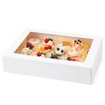 Moretoes 10pcs 19x14x4in White Bakery Boxes Half Sheet Cake Boxes with Window, Large Treat Boxes for Pastry Baking Cake Donuts Cupcake Pie Packaging