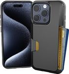 Smartish iPhone 15 Pro Wallet Case - Wallet Slayer Vol. 1 [Slim + Protective] Credit Card Holder - Drop Tested Hidden Card Slot Cover Compatible with Apple iPhone 15 Pro - Black Tie Affair