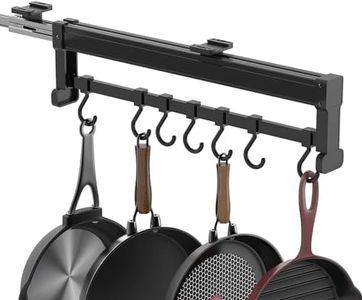 SOYO 22" Adjustable Pot Racks, Pull Out Pot and Pan Organizer with 7 Hooks, Expandable Utility Kitchen Cabinet for Hanging, Sliding Under Cabinet Organization