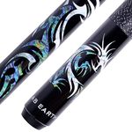 AB Earth 58 inch Hand-Painted Series 2-Piece Billiard Pool Cue Stick with Irish Linen Wrap (Black, 21oz)