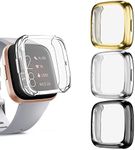 [4 Pack] Meliya Screen Protector Compatible with Fitbit Versa 2 Case, Soft TPU Plated Full Around Protective Case Cover Bumper Shell for Fitbit Versa 2 Smart Watch (Black+Gold+Silver+Clear)