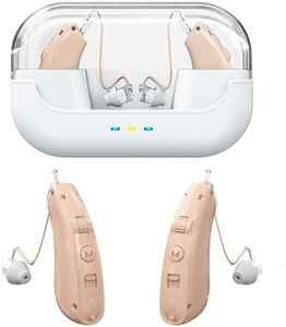 Rechargeable Hearing Aids for Seniors & Adults – OTC Digital BTE Hearing Amplifiers with Noise Cancelling, Stepless Volume Control, Lightweight & Portable Charging Case (Behin-the-Ear/Invisible)