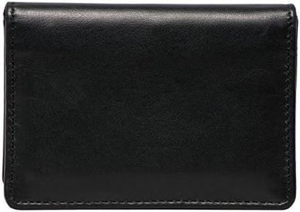 DiLoro Leather Wallets for Men and Women Small Travel Bifold Card Holder Full Grain Black Nappa Leather