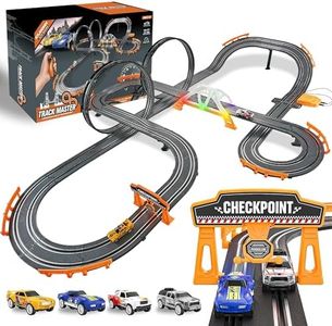 Slot Car Race Track Sets, Race Tracks for Kids Ages 4-8, Remote Control Car for Toddlers 1-3, Toy Car Racetrack for Boys & Girls, 4 Race Cars and 2 Durable Controllers, Professional Set