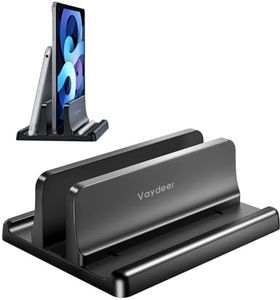 Vaydeer Vertical Laptop Stand Holder Plastic Adjustable Desktop Notebook Dock Space-Saving 3 in 1 for All MacBook Pro Air, Mac, HP, Dell, Microsoft Surface, Lenovo, up to 17.3 inches (Black)