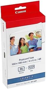 Canon KP36IP Ink/Paper Pack, Postcard Size 6 x4in (148x100mm) Compatible with Selphy CP1500/CP910/CP820/CP1000/CP1200/CP1300