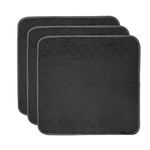 Washable Waterproof Seat Protector Pads 3pcs Heavy Absorbent Reusable Chair Pads for Adults 21x22In (54x56cm) Black