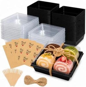 WIKDAY 100 Pack Charcuterie Boxes with Clear Lids, Small Dessert Bakery Boxes, Disposable To Go Food Containers for Cake Slice, Cookies, Sandwich, Black