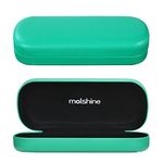 molshine Hard Shell PU Leather Glasses Case,Portable Bright Eyeglass Case for Men Women Girl Travel Study Work (Green)