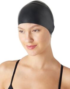 Amazon Basics Silicone Swim Cap, 1-Pack, Black