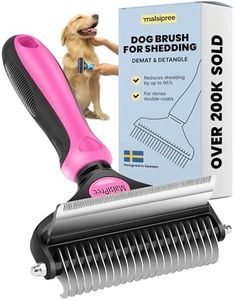 MalsiPree Pet Grooming Brush and Undercoat Rake for Dogs and Cats, 2-in-1 Pink Deshedding & Dematting Tool for Mats & Tangles - Pet Dematting Brush