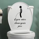 BJY Toilet Sticker,Funny inIf You Miss,Clean Your PissinSign Bathroom Toilet Decal,Removable Self Adhesive Art Toilet Decal Creative DIY Toilet Lid Decals for Restroom Toilet Washroom (Black)