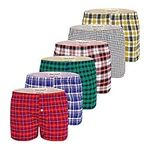 Men's 6 Pack Woven Boxers Shorts Loose Fit Cotton Boxer Shorts Button Fly Underwear (XL,Multicolor)