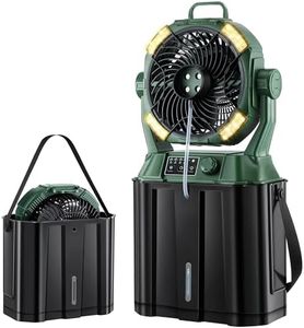 ElectricWise Portable Misting Fan,4 LED Lights&Stepless Speed Control & 4 Outlet Cooling Spray with 6L Bucket,Timer Function,Portable Handle,20000mAh Camping Fan for Patios/Fishing/Travel/Office Desk