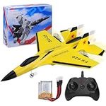 yusvwkj RC Airplane 2CH Remote Controlled 2.4GHz SU35 Fighter RC Airplane RTF for Beginner, Kids and Adults, FX620 Airplane Toy with With Colored Lights USB Charging(Yellow)