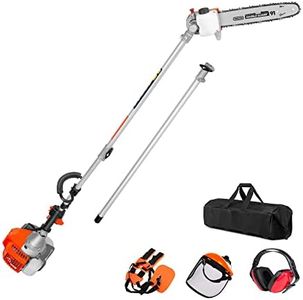 PROYAMA 90-180 Degree 42.7cc Head Adjustable Pole Chainsaw for Tree Trimming with 12 inch OREGON Cutting Bar & OREGON Chain 43-inch Extension for a 15ft Reach Gas Cordless Pole Saw