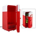 Plyisty Portable Mini Fridge, 5V USB Tiny Drinks Fridge 1 Can Refrigerator Cooler and Warmer, Cute Beverage Cooler Mini Warmer, for Car, Office, Bedroom, etc(Red)
