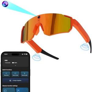 Zigtik AI Smart Glasses with Camera - Polarized Sunglasses with Camera, UV400 Lens, ChatGPT Enabled, EIS Stabilization, Dual Mic Noise Canceling, IP54 for Cycling Hiking