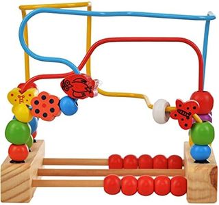 Trinkets & More - Wooden Beads Maze (30 Pieces) Puzzle Game Roller Coaster Toddler Large Abacus Learning Activity Centre Kids Educational Toys 12 Months+