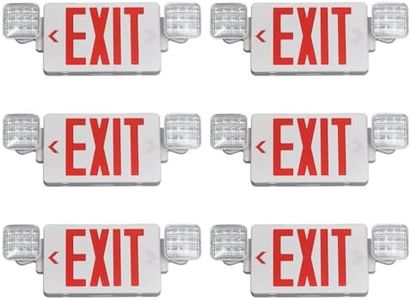 CM MZY Red Exit Sign with Emergency Light, Two Adjustable Square Head,Exit Sign with Battery Backup,Exit Signs Combo for Business,US Standards,UL Certified,120V/277V AC,6 Pack