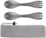 OUTXE Titanium 2 in 1 Fork and Spoon Combo 2-Pack Ultra Lightweight Camping Utensil, Eco-Friendly Spork for Backpacking, Hiking, Outdoors