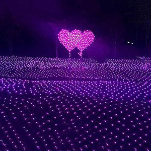 LED Net Lights Net Fairy Lights 4 * 6m Outdoor Waterproof Garden Light,8 Light Mode Christmas Fairy String Lights for s Tree-wrap Wedding Garden Bedroom Party Indoor Outdoor Decorations Purple