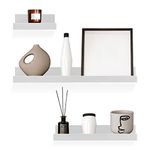 GEEZY Set of 3 Floating Wall Shelves Picture Ledge Display Rack Book Hanging Shelf (White)