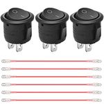 Rocker Switch 5A 250V/10A 125V DIY Waterproof Self-Locking On/Off 3 Pieces+6 Wires