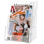 Kurtzy Clear Plastic A4 Brochure Holder - 3-Tier Counter/Desktop & Wall Mounted Portrait Display Stand - Literature, Booklet, Leaflet, Menu, Flyer, Magazine & Pamphlet Holders