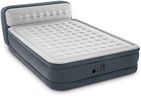 INTEX 64447ED Dura-Beam Deluxe Ultra Plush Air Mattress with Headboard: Fiber-Tech – Queen Size – Built-in Electric Pump – 18in Bed Height – 600lb Weight Capacity