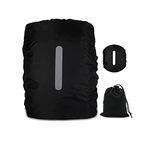 Waterproof Backpack Cover with Reflective, 30L-40L Rucksack Rain Cover with Storage bag, Rainproof Rucksack Cover for Hiking Camping Traveling Cycling (Black, M)