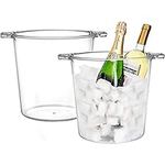 Suwimut 2 Pack Ice Bucket, 5L Large Clear Plastic Drink Bucket Beverage Storage Tub Wine Champagne Beer Bucket for Parties and Home Bar