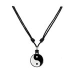 BlueRica Yin and Yang on Adjustable Cord Necklace, Cotton, Zinc Alloy, No Gemstone