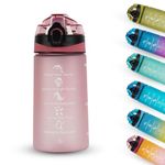 SOLARA 500ML Sipper Water Bottle with Motivational Time Marker, Sipper Bottle for Kids, Water bottle for Home, School | Pearly Pink | 500 ML