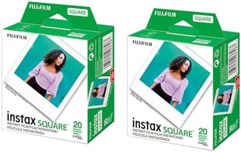 Fujifilm 2 Pack instax Square Instant Color Film, Twin Pack - 20 Exposures (40 Total), White Frame