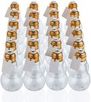 Plastic Light Bulb Jars Gold - 24pc Case - 100ml Clear - with Labels and String - Fillable with Candy, Ideal for Crafts