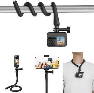 REYGEAK Monkey Tail Mount Flexible Mount for GoPro Hero 12/11/10/9 Insta360 X3 Phones, Camera iPhone Android Tripod Stand Neck Holder for Bike, Motorcycle, Boat, Stroller, Car (with Cell Phone Clip)