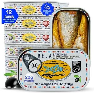 BELA Wild Caught Portuguese Sardines - Lightly Smoked & Marinated in Extra Virgin Olive Oil | 4.25 Oz (Pack of 12) | All Natural, High Protein, Hand Selected, Sea Salted, & Omega 3 Rich
