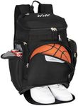 WOLT Basketball Backpack Gym Bag with Shoe Compartment, Large Sports Backpack with Separate Ball Holder for Basketball, Soccer, Volleyball, Baseball