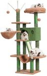 Hey-brother Cat Tree, 53 inch Cat Tower for Indoor Cats, Cat House with Padded Platform Bed, Toy Balls, Large Cozy Condo, Hammocks and Sisal Scratching Posts, Cactus MPJ019SCA
