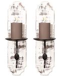 Wallmounted Pillar Candle Sconce,Wall Mount Rustic Candleholders, Wood Candle Holders,Floating Shelves,Hanging Shelf,Farmhouse Wall Décor,Large Wooden Handmade Sconces-15.5x4x6 White Wash Set of 2