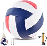 ELKCIP Volleyballs Official Size 5, Soft Bulk Recreational Volley Balls with Pump and Net Bag for Indoor Outdoor Beach Pool Water Sand Game Training Match Gift for Beginner Women, Red Navy Blue