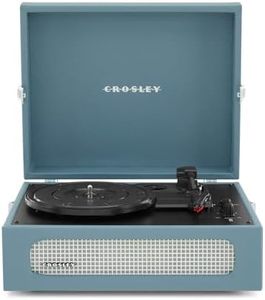 Crosley Voyager Portable Turntable - Bluetooth Record Player, 3-Speed Suitcase Vinyl Player, Home Turntables for Vinyl Records, Built in Stereo Speakers & Bluetooth Receiver, AUX Input, Washed Blue