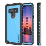 Galaxy Note 9 Waterproof Case, Punkcase [StudStar Series] [Slim Fit] [IP68 Certified] [Shockproof] [Dirtproof] [Snowproof] Armor Cover for Samsung Galaxy Note 9 [Light Blue]