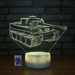 HPBN8 Ltd Optical Illusion 3D Tank Night Light USB Powered Touch Switch Remote Control LED Decor 3D Lamp 7/16 Colors Changing Children Kids Toy Christmas Xmas Brithday Gift