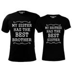 Hangout Hub Boy's & Girl's Round Neck T-shirt My Sister Brother has the Best Brother Sister (Black;Boys-12-14Yrs;Girls-8-10Yrs ;) Pack of 2 Kids Sibling Family T-shirts