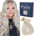 Fshine Nail Tip Human Hair White Blonde 22 inch Real Human Hair Prebonded Extensions Hot Fusion Hair Keratin U Tip 50g/50s Remy U Tip Bondings Extensions