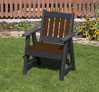 ECOMMERSIFY INC Tudor Brown-Poly Lumber Mission Poly Resin 2 FEET Patio Garden Chair Heavy Duty Everlasting PolyTuf HDPE - Made in USA - Amish Crafted