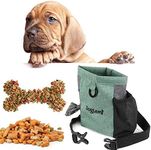 Dog Treat Pouch Bag Training Pouch Reward Pouch Bait Bag Dog Treat Carrier Holder with Clip Waist Belt Magnetic Opening Pet Snack Bags Carries Dog Little Toy Sachet with Poop Waste Bag Dispenser (Green)